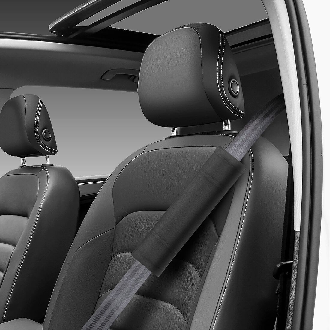 SCA Seat Belt Buddies Suede & Velour Black Pair, , scaau_hi-res