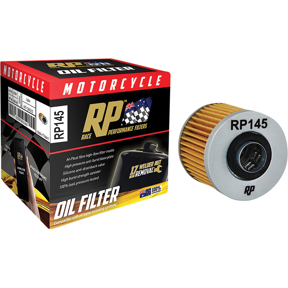 Race Performance Motorcycle Oil Filter RP145, , scaau_hi-res