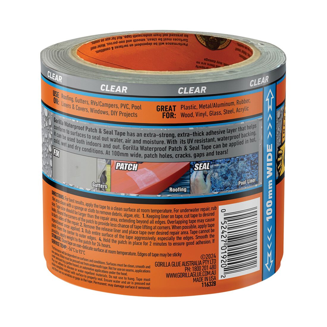 Gorilla Tape Waterproof Patch & Seal Clear 2.4m, , scaau_hi-res