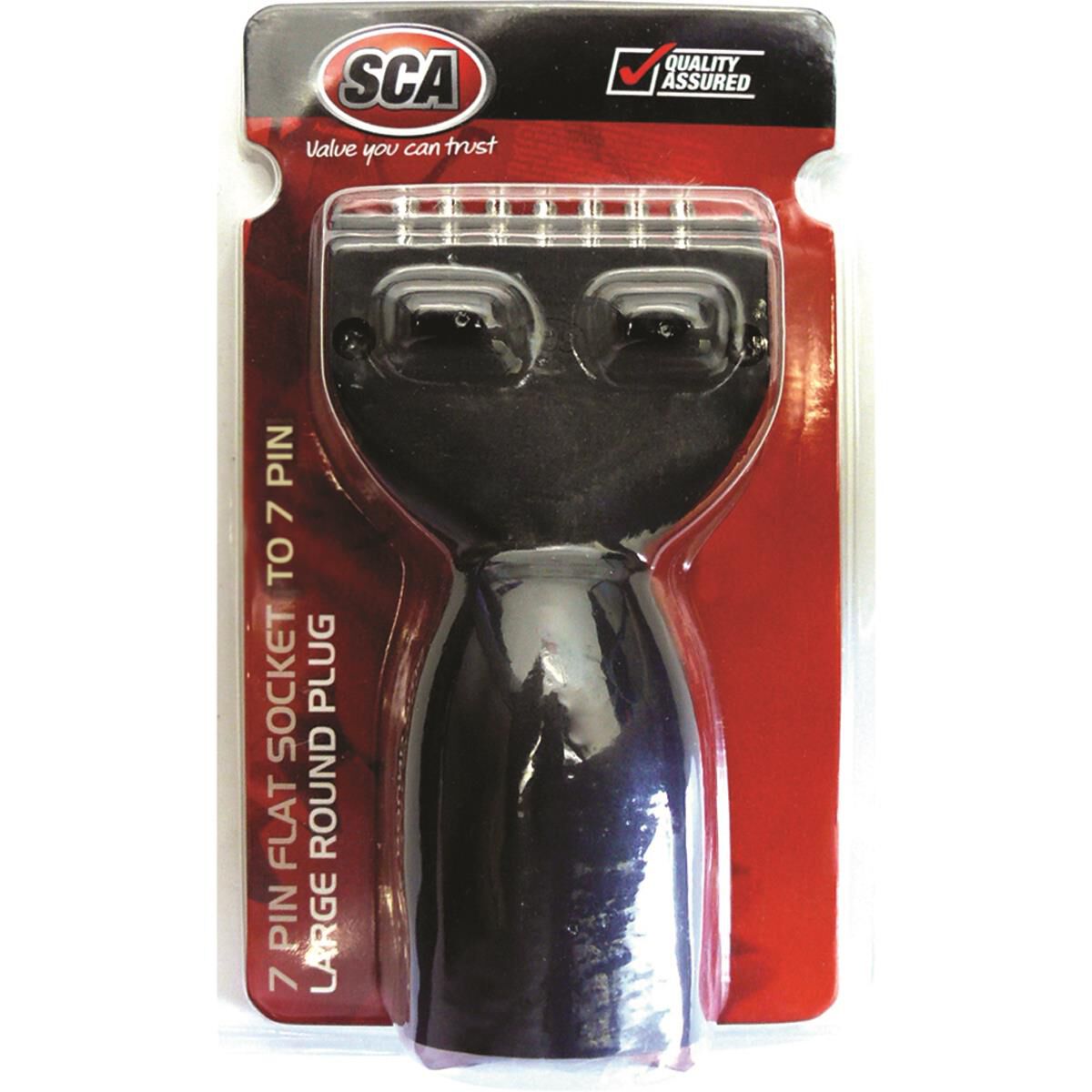 SCA Trailer Adaptor 7 Pin Flat Socket To 7 Pin Large Round Plug Stubbie, , scaau_hi-res