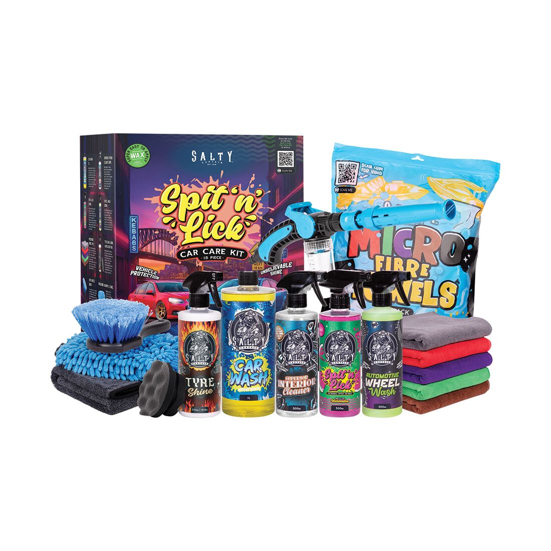 Salty Captain Spit & Lick Car Cleaning Kit - 15 Piece, , scaau_hi-res