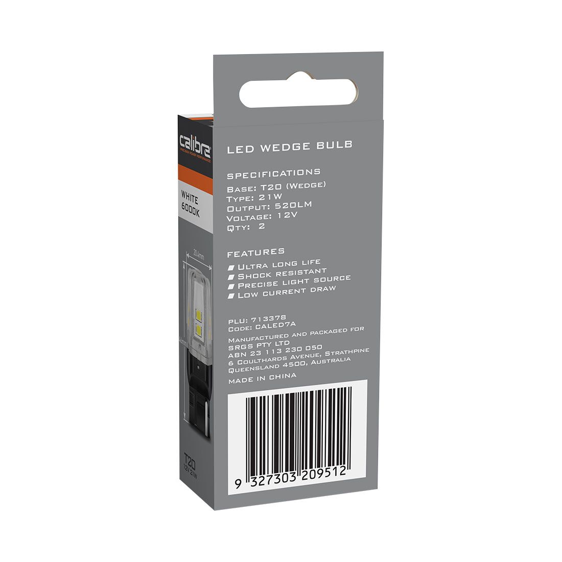 Calibre Automotive Globes - LED Wedge 12V, 21W, T20, , scaau_hi-res