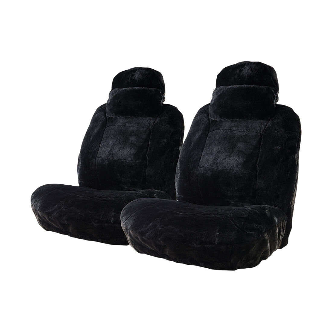 Platinum CLOUDLUX Sheepskin Seat Covers - Black Adjustable Headrests Size 30 Front Pair Airbag Compatible, , scaau_hi-res