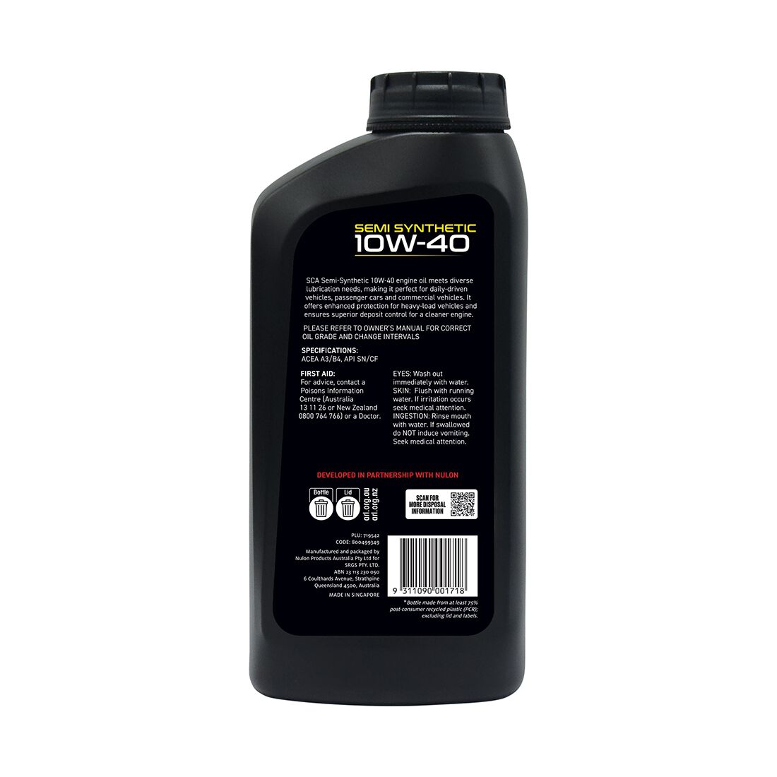 SCA Semi Synthetic Engine Oil 10W-40 1 Litre, , scaau_hi-res