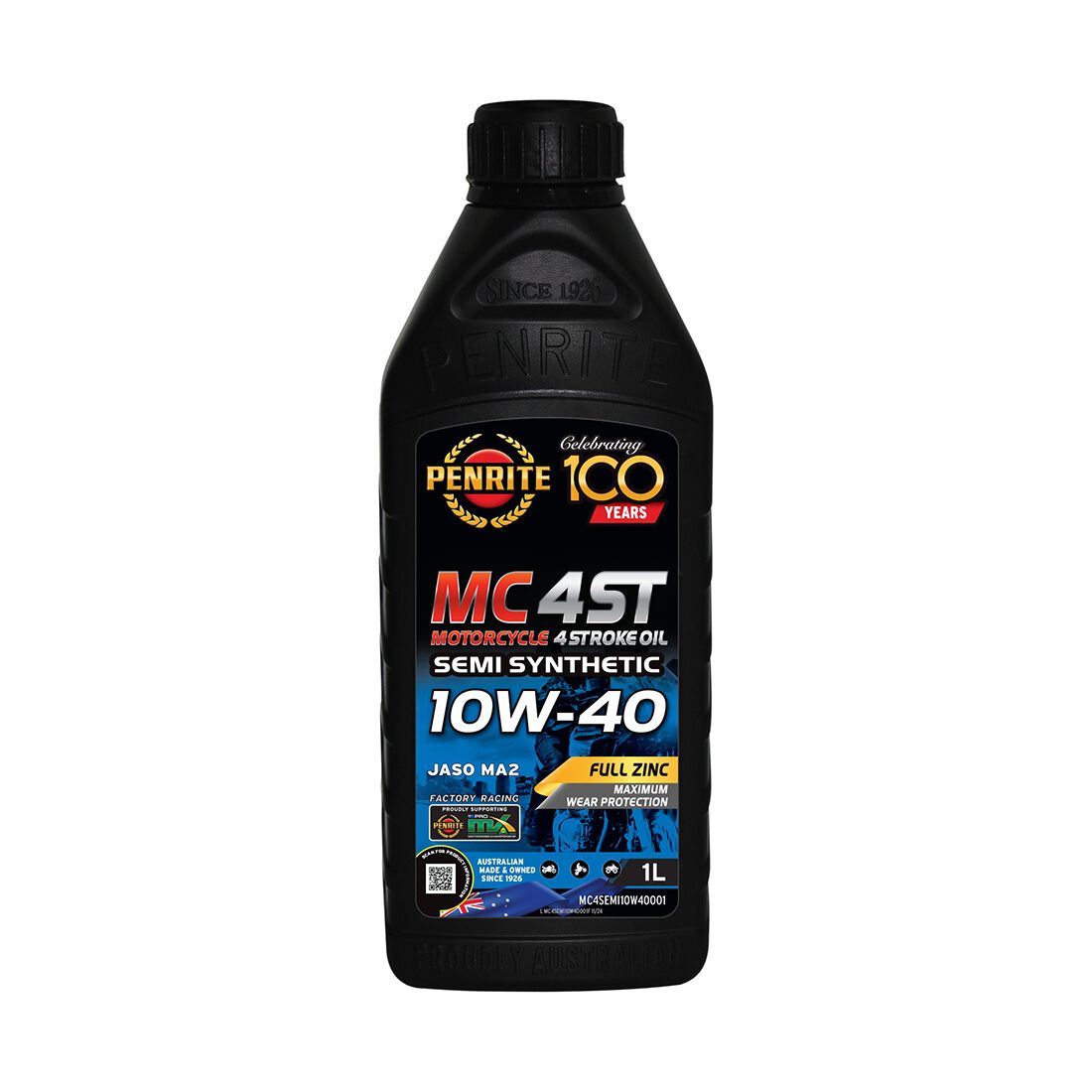 Penrite MC-4ST Semi Synthetic Motorcycle Oil 10W-40 1 Litre, , scaau_hi-res
