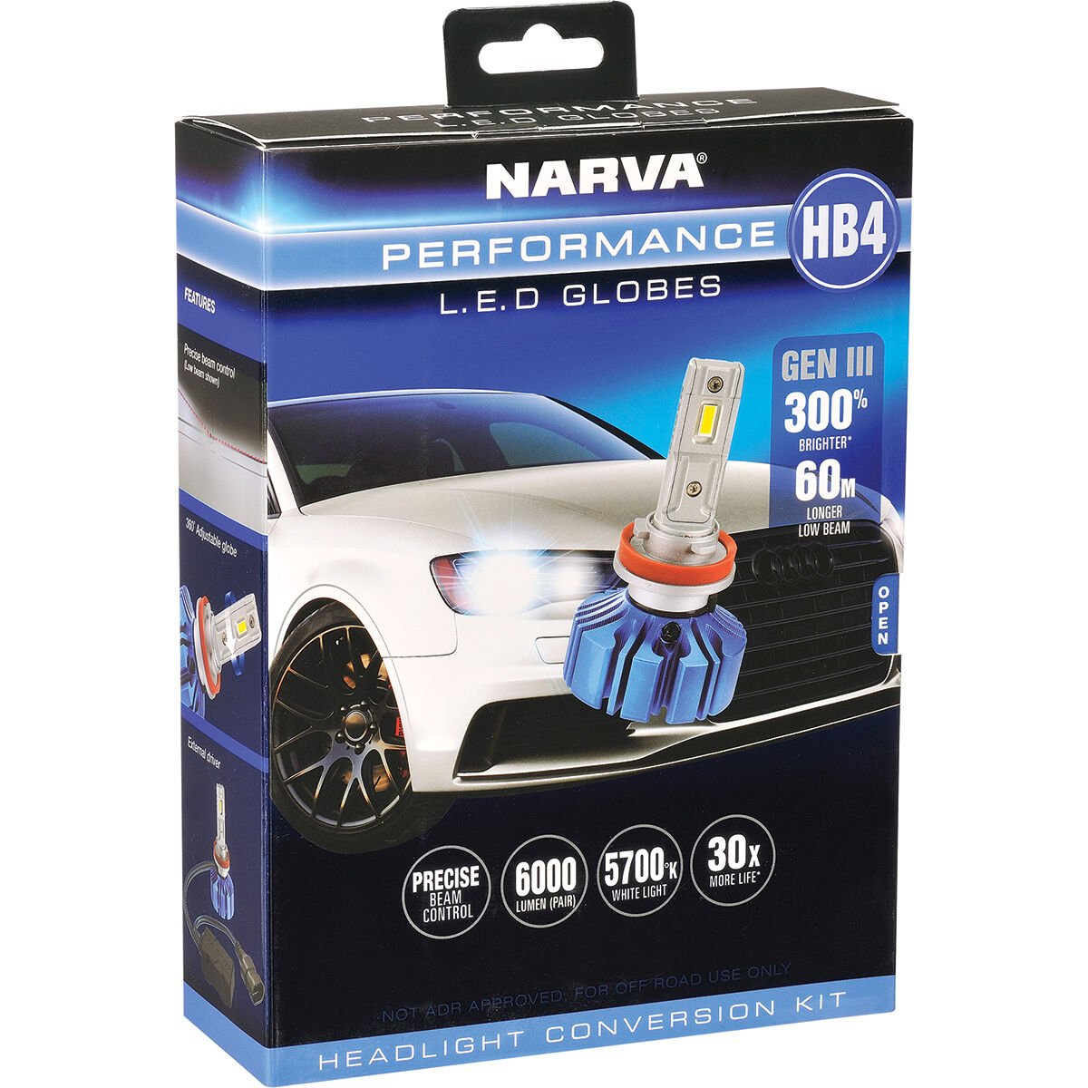 Narva Gen III LED Headlight Kit - HB4, 12/24V, 18446, , scaau_hi-res