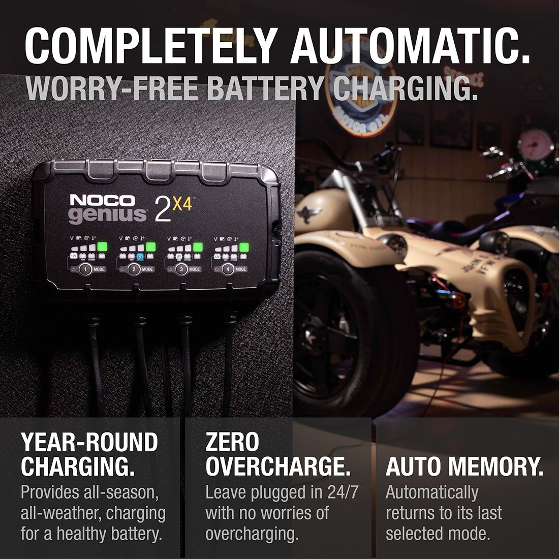 NOCO Genius 2X4 Smart Battery Charger 6V/12V 4-Bank 8 Amp, , scaau_hi-res