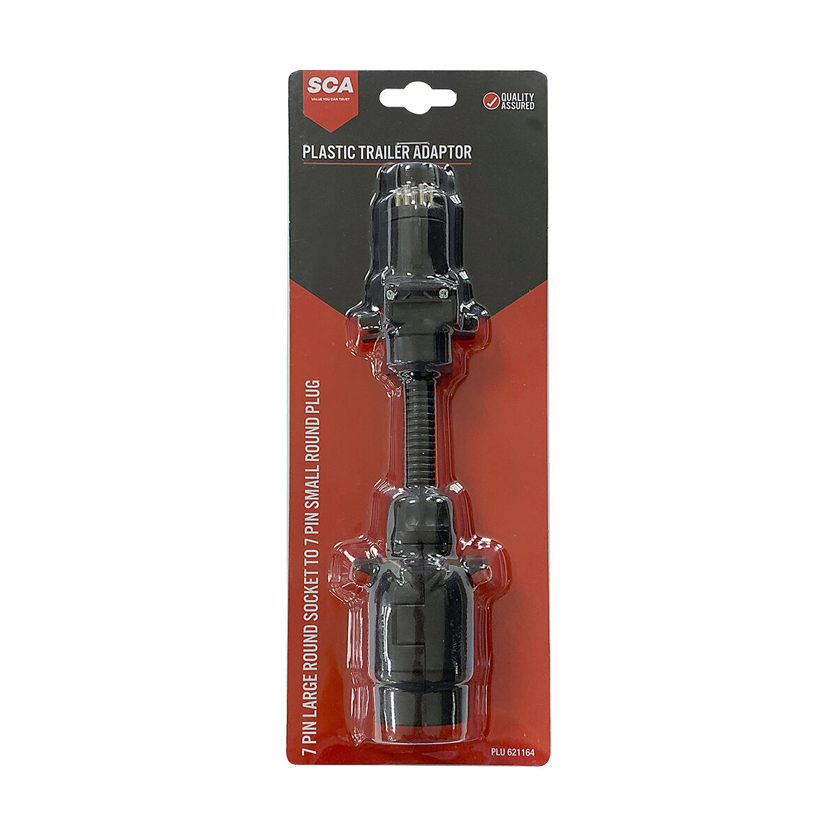 SCA Trailer Adaptor 7 Pin Large Round Socket To 7 Pin Small Round Plug, , scaau_hi-res