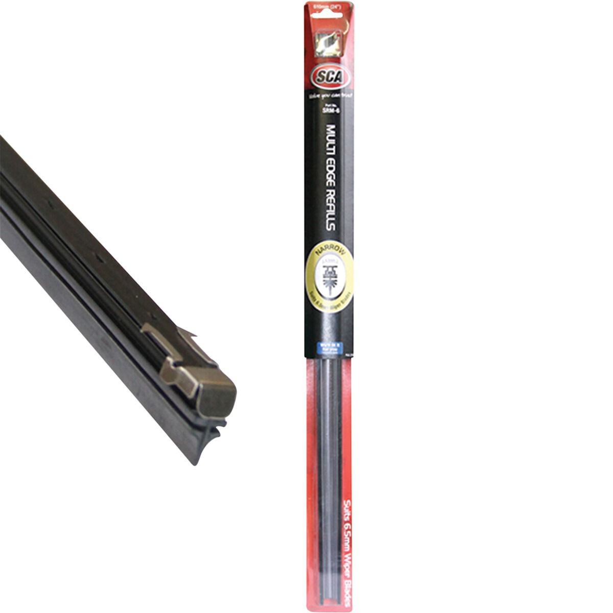 SCA Wiper Refill Single Edge - Narrow Back 6.5mm, Pair, , scaau_hi-res