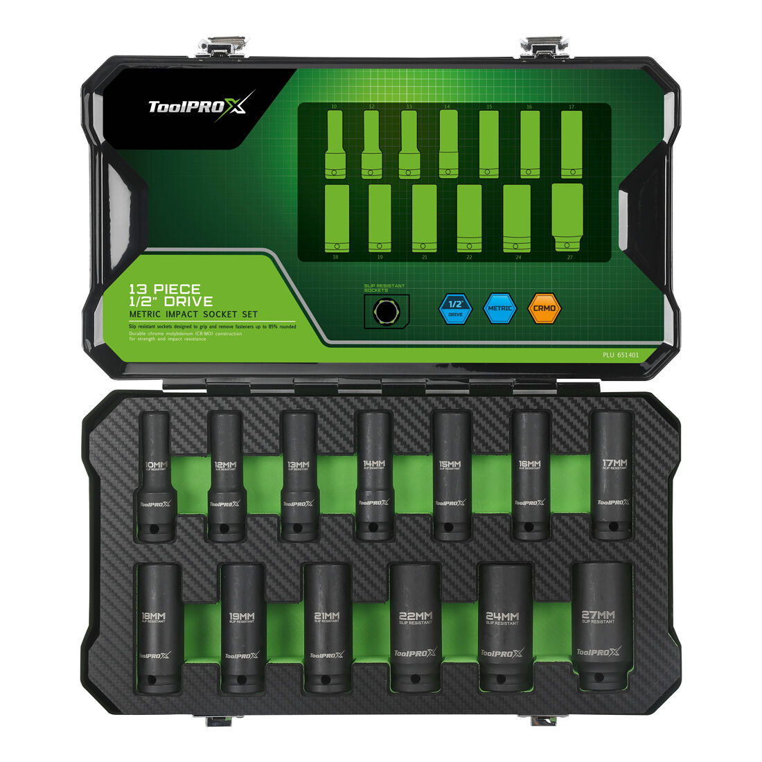 ToolPRO-X Impact Socket Set 1/2" Drive Metric 13 Piece, , scaau_hi-res