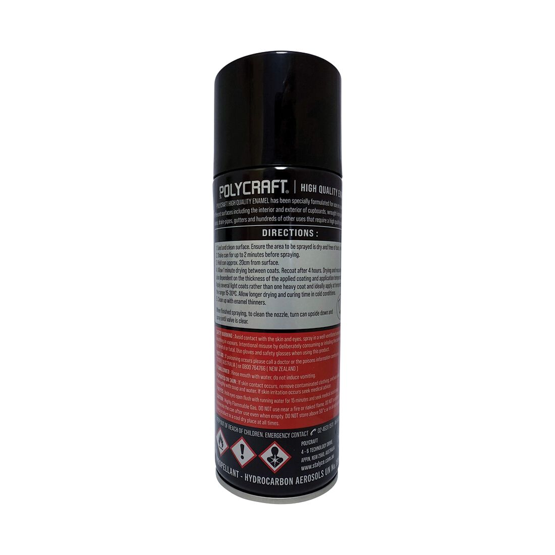 Polycraft High Quality Enamel Spray Paint - Gloss Black, , scaau_hi-res
