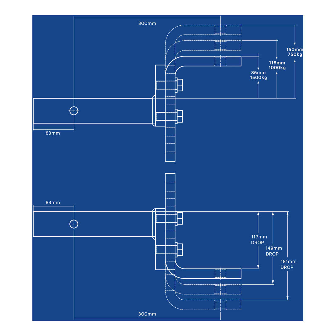 Hayman Reese Tow Ball Mount Kit Adjustable 2500kg, , scaau_hi-res