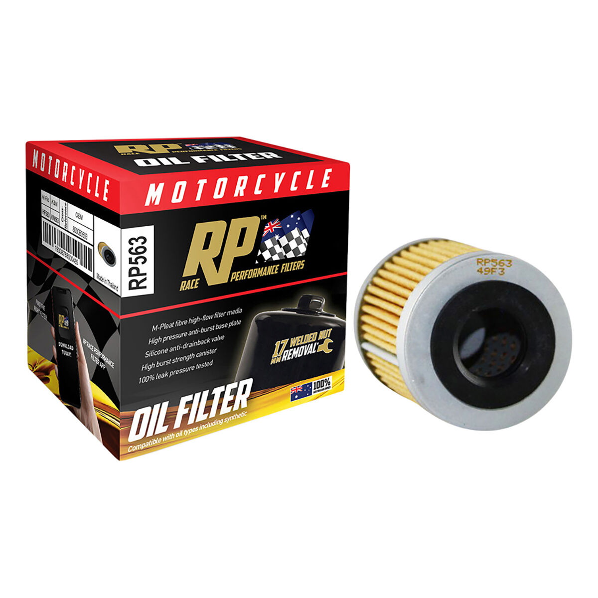 Race Performance Motorcycle Oil Filter RP563, , scaau_hi-res