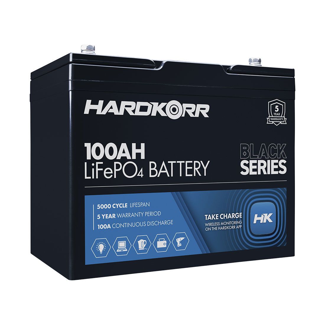 HardKorr Lithium Deep Cycle Battery 12.8V 100Ah LiFePO4 With Bluetooth, , scaau_hi-res