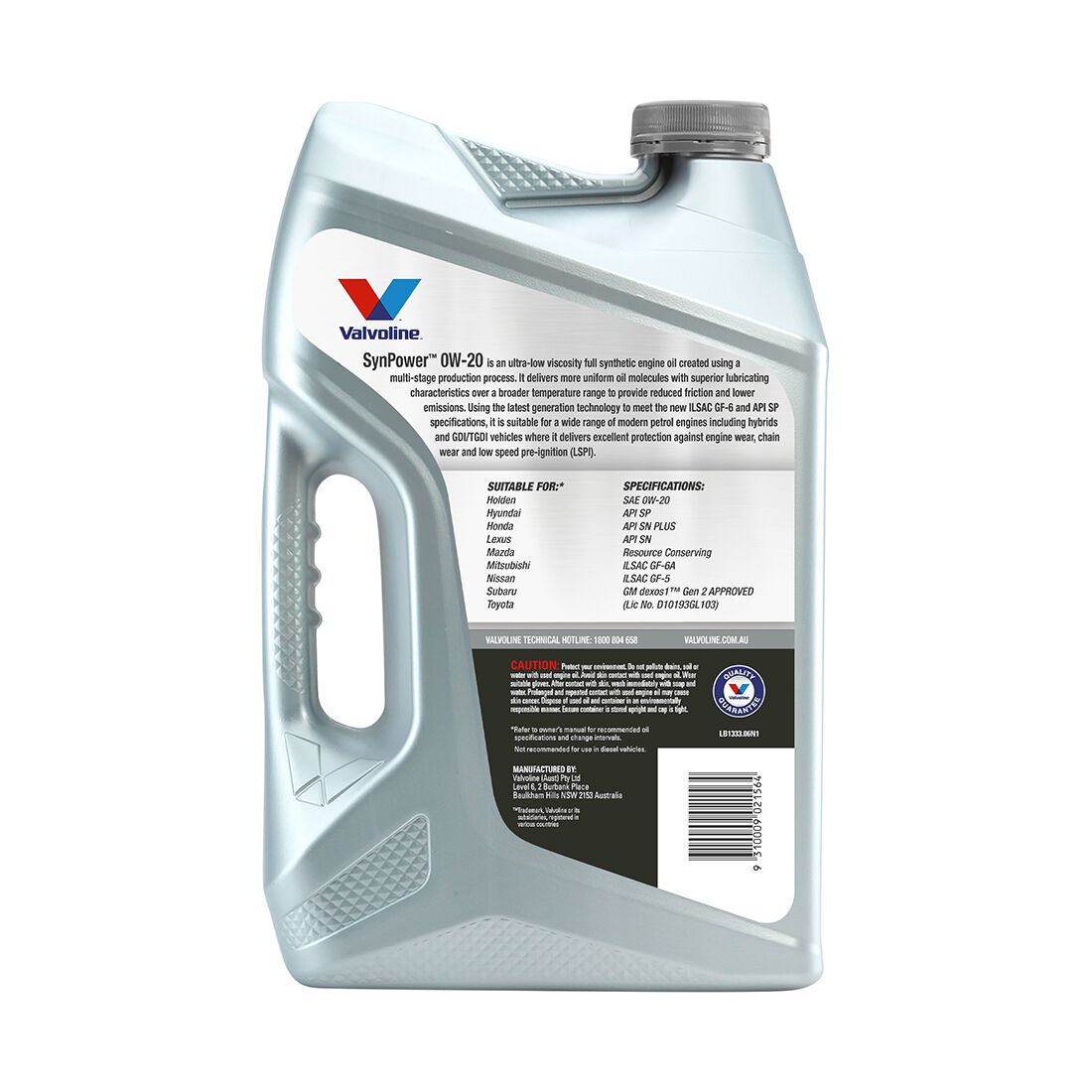 Valvoline Synpower Engine Oil 0W-20 6 Litre, , scaau_hi-res