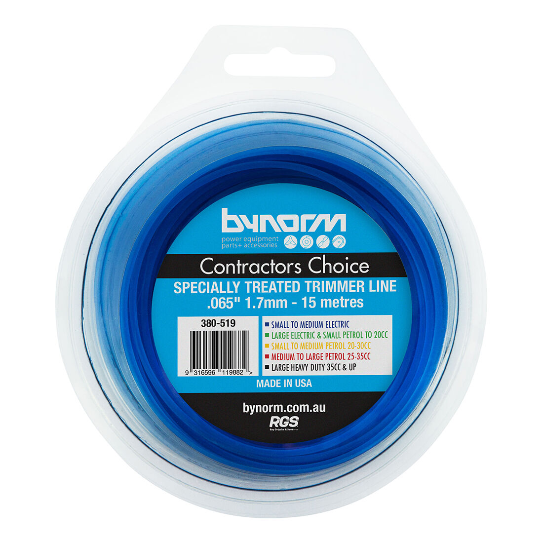 Bynorm Blue Trimmer Line 1.7mm x 15m, , scaau_hi-res