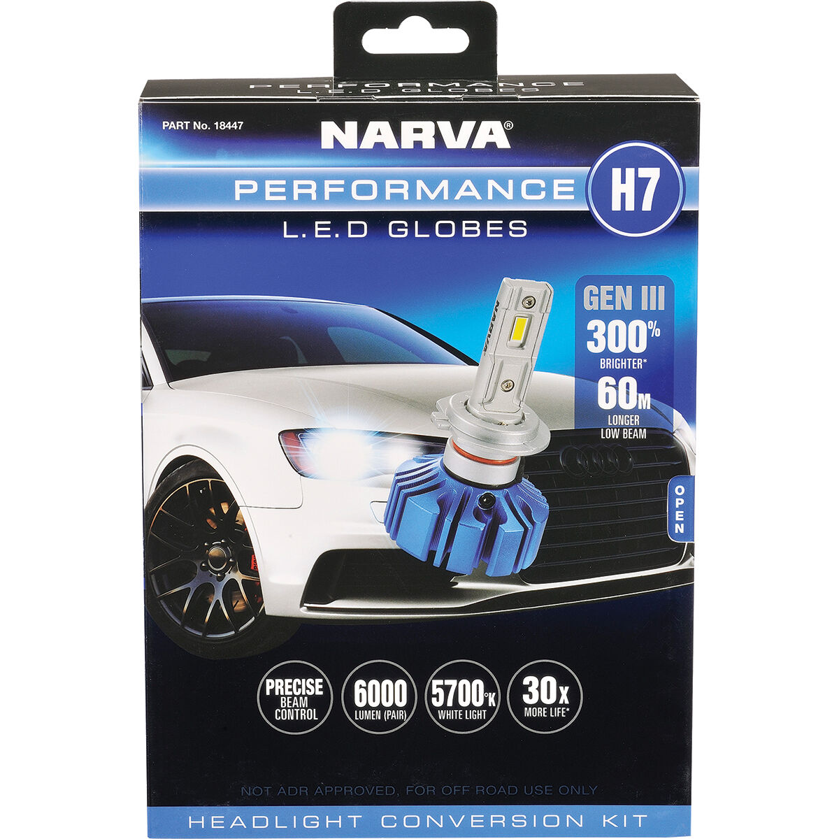 Narva Gen III LED Headlight Kit - H7 12/24V, 18447, , scaau_hi-res