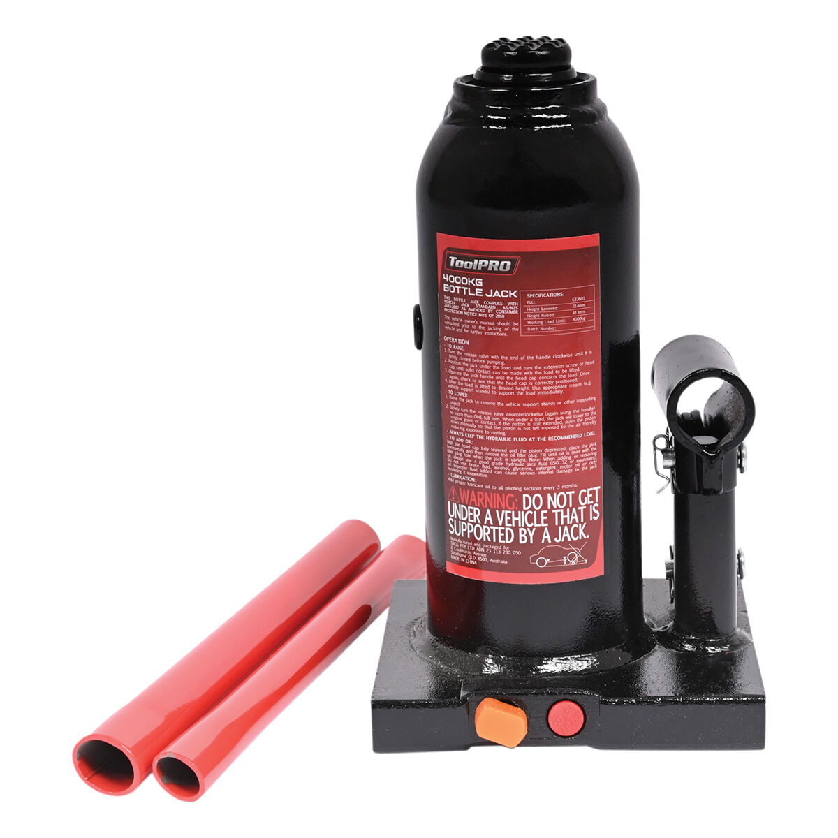 ToolPRO Hydraulic Bottle Jack 4000kg, , scaau_hi-res