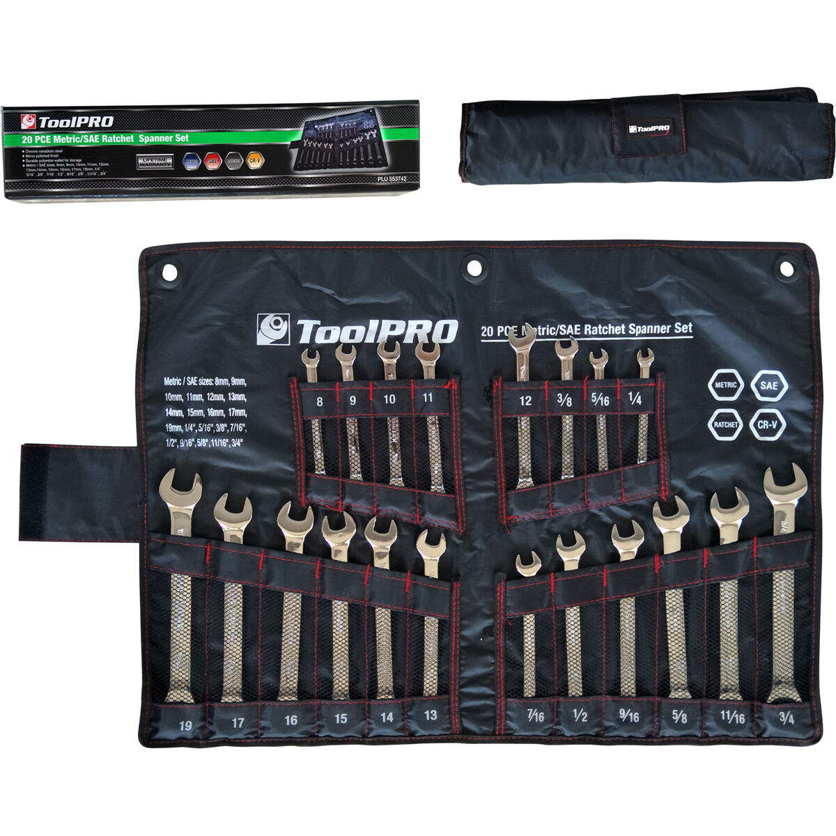 ToolPRO Ratchet Spanner Set 20 Piece, , scaau_hi-res