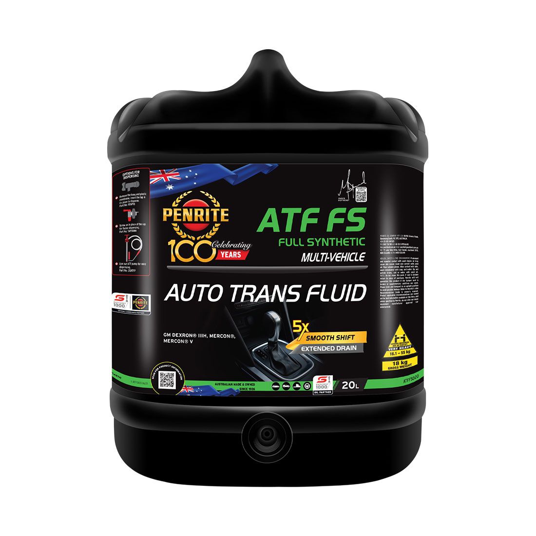 Penrite ATF FS Automatic Transmission Fluid 20 Litre, , scaau_hi-res