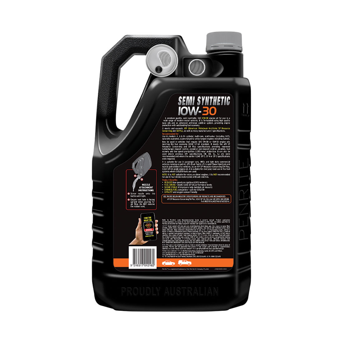 Penrite Semi Synthetic Everyday Engine Oil - 10W-30 5 Litre, , scaau_hi-res