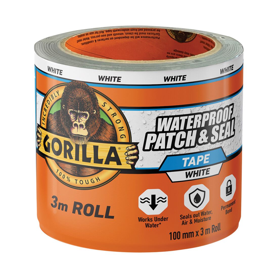 Gorilla Tape Waterproof Patch & Seal White 3m, , scaau_hi-res