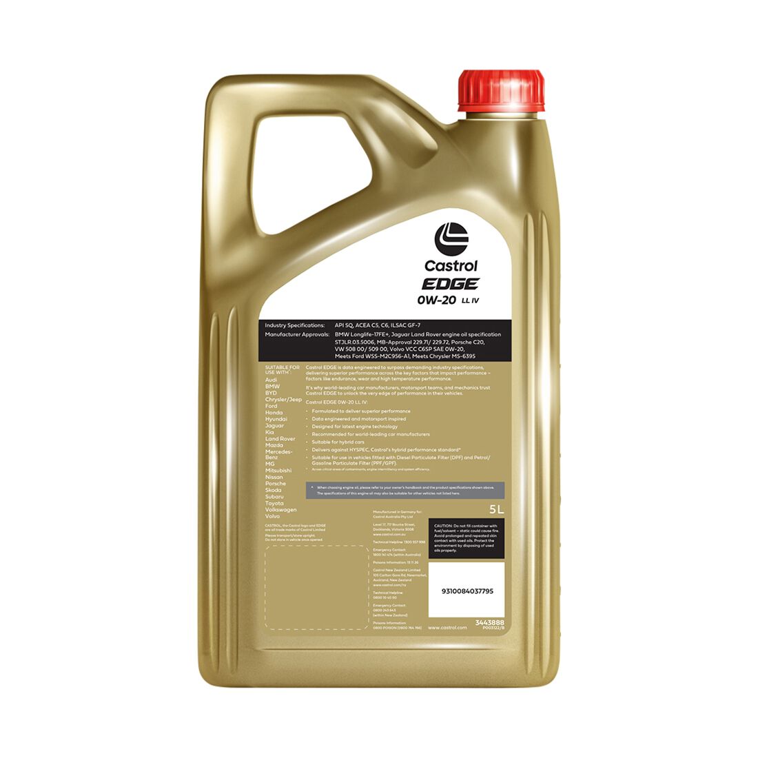 Castrol EDGE Engine Oil - 0W-20, LL IV, 5 Litres, , scaau_hi-res