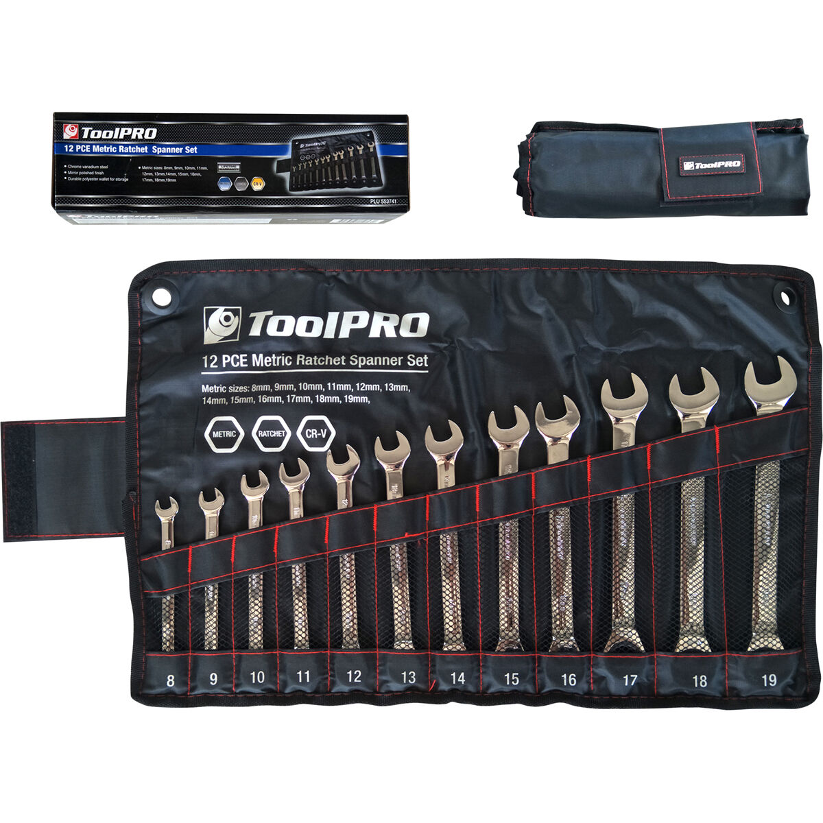 ToolPRO Ratchet Spanner Set Metric 12 Piece, , scaau_hi-res