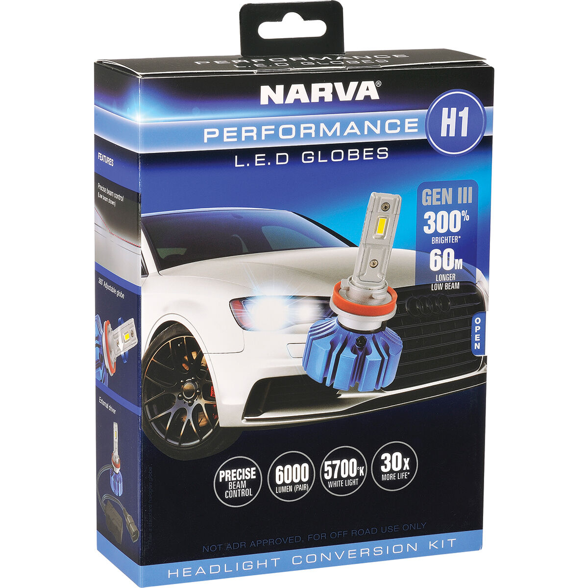 Narva Gen III LED Headlight Kit - H1, 12/24V, 18441, , scaau_hi-res