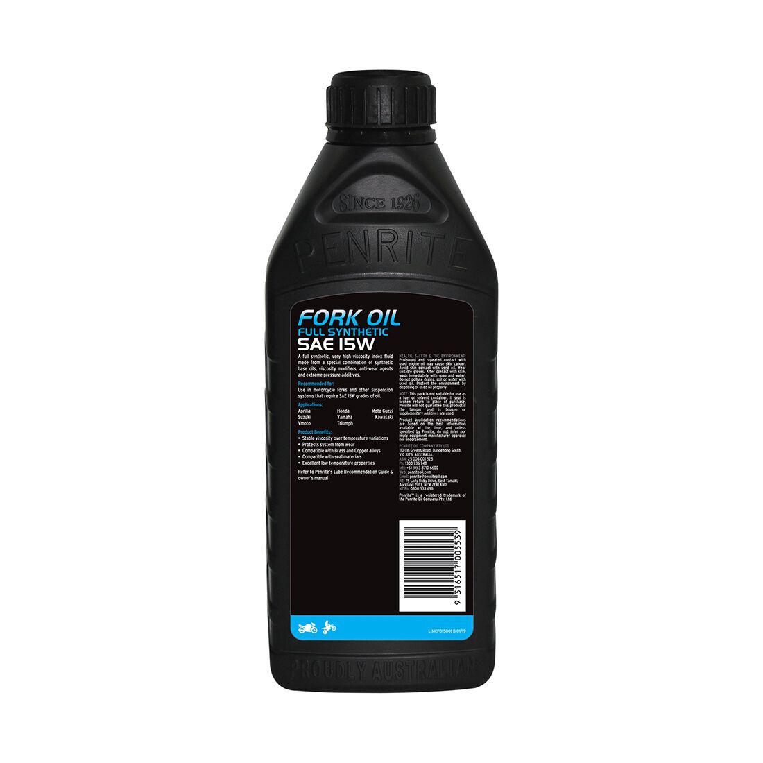 Full Synthetic Motorcycle Fork Oil - 15W, 1 Litre, , scaau_hi-res