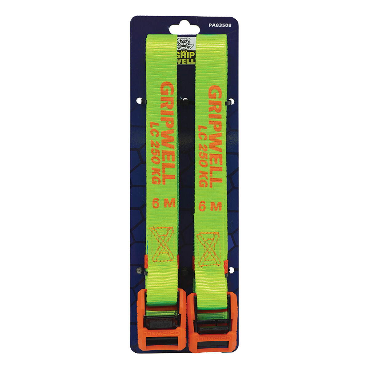 Gripwell Cambuckle Tie Downs with PVC Cover 6.0m 250kg 2 Pack, , scaau_hi-res