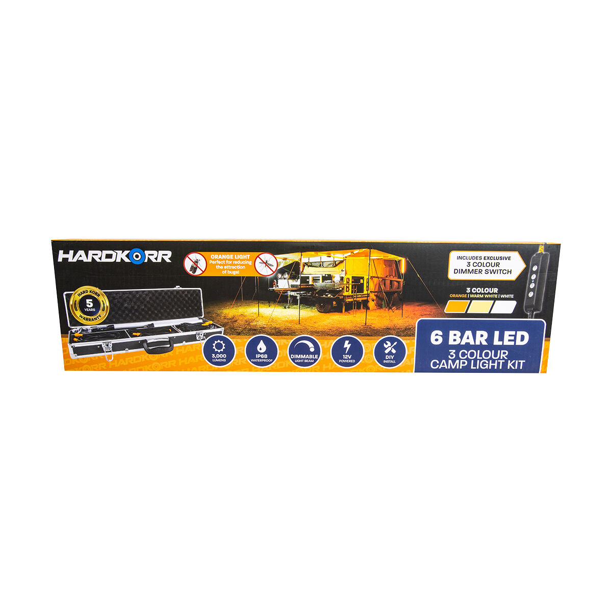 Hardkorr 6 Bar Tri Colour LED Camp Light Kit, , scaau_hi-res