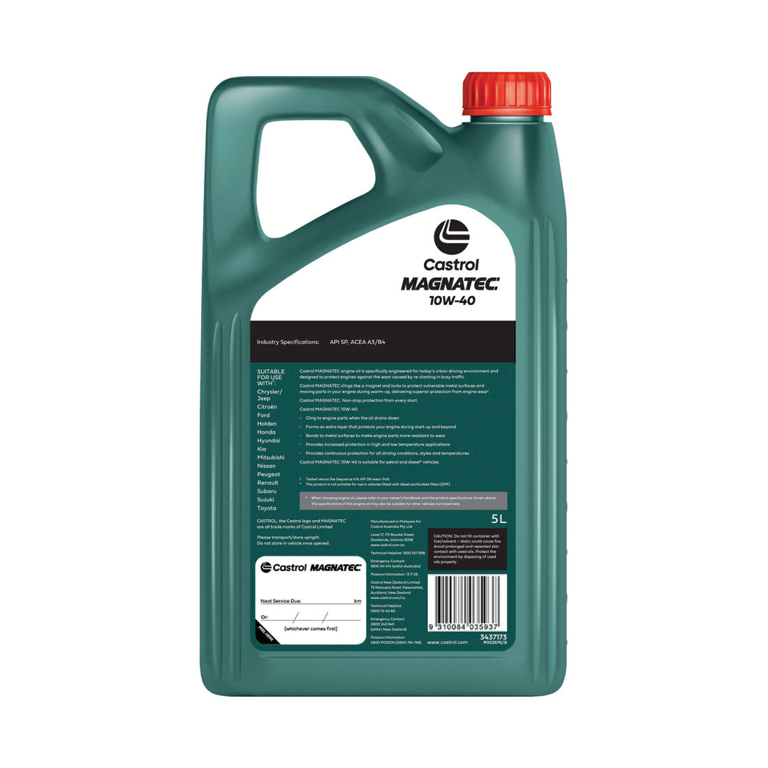Castrol MAGNATEC Engine Oil, 10W-40, 5 Litres, , scaau_hi-res