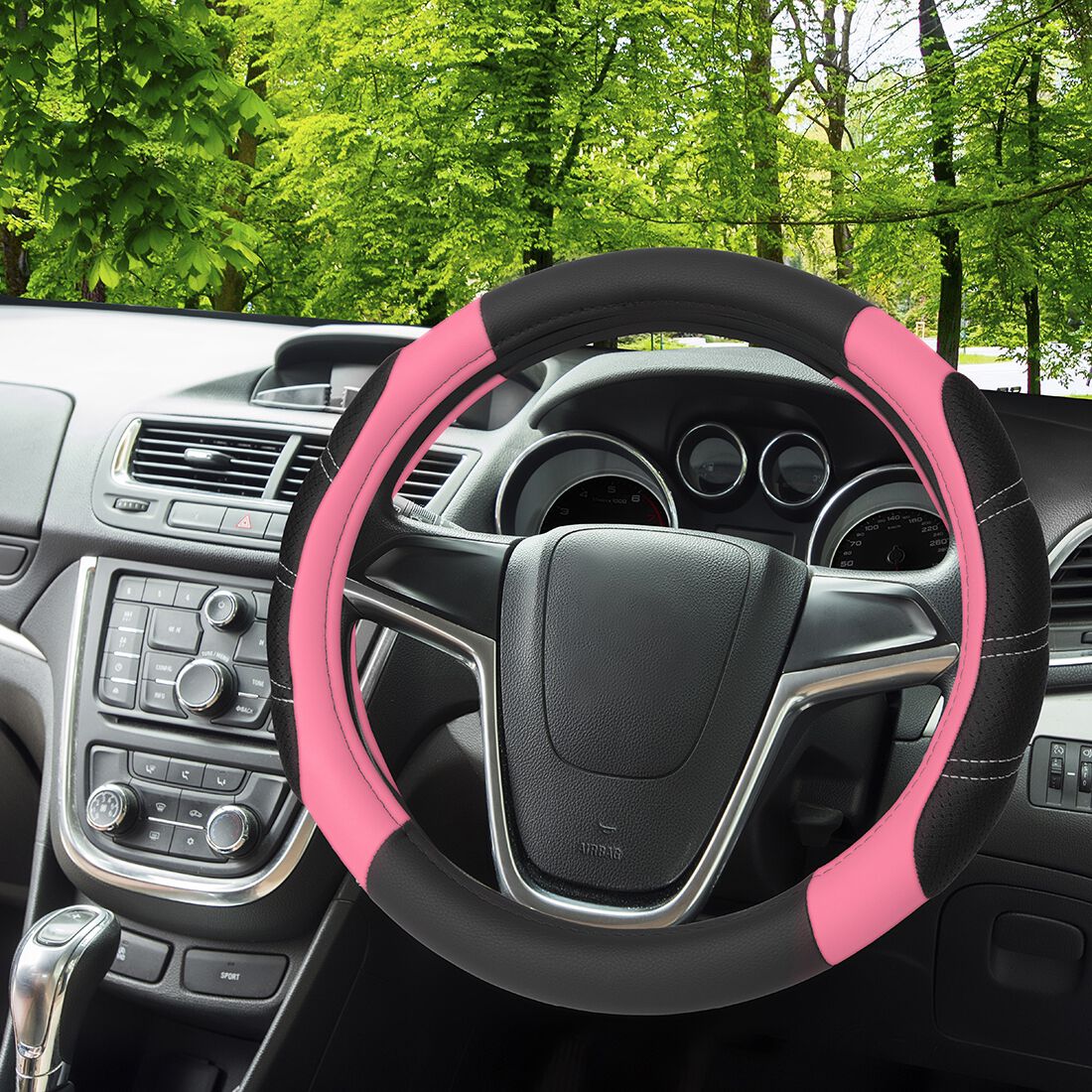 SCA Steering Wheel Cover & Seat Belt Buddie Set Pink, , scaau_hi-res