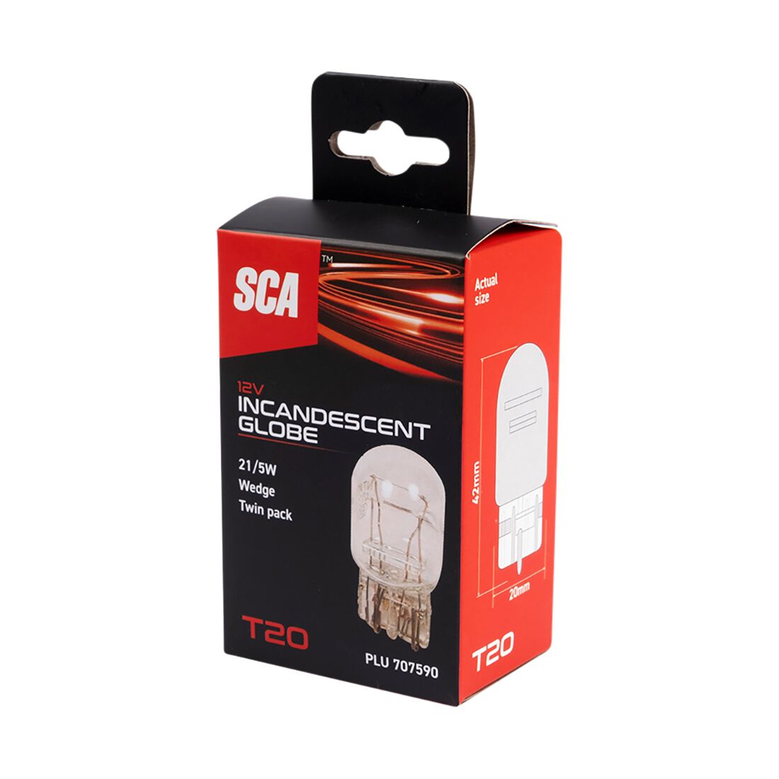 SCA Incandescent Globe - T20 12V 21/5W - 2 Pack, , scaau_hi-res