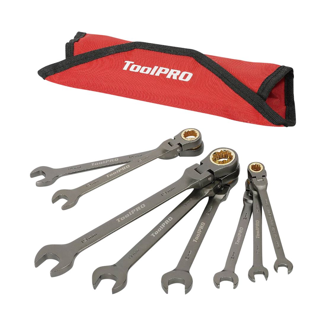 ToolPRO Flex Head Ratcheting Spanner Set 8 Piece, , scaau_hi-res