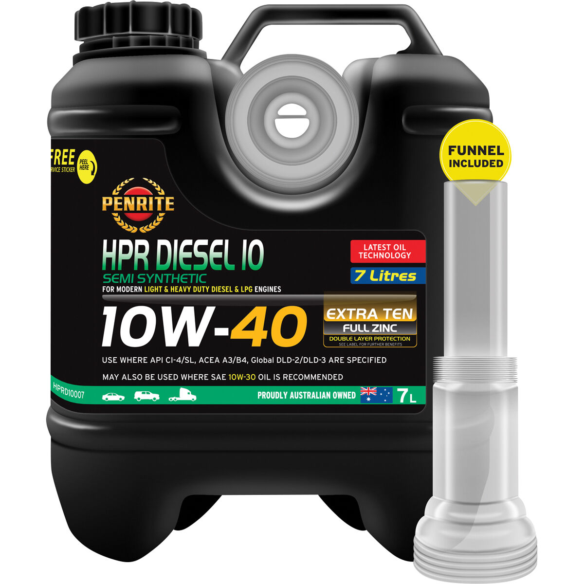 Penrite HPR Diesel 10 Engine Oil - 10W-40, 7 Litre, , scaau_hi-res