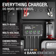 NOCO Genius 2X4 Smart Battery Charger 6V/12V 4-Bank 8 Amp, , scaau_hi-res