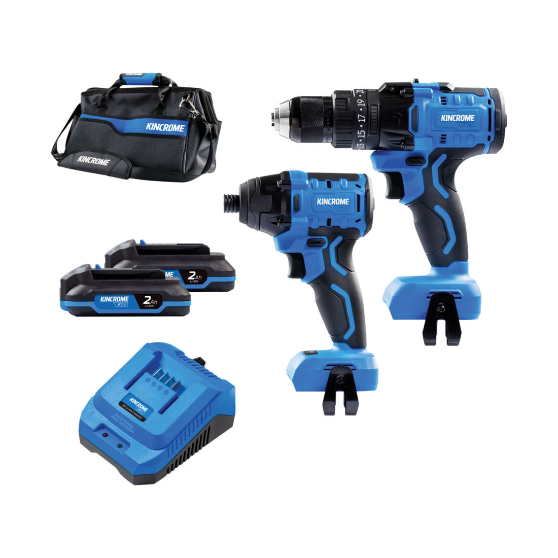 Kincrome PT18 18V 2 Piece Brushless Hammer Drill & Impact Driver Kit 2.0Ah, , scaau_hi-res
