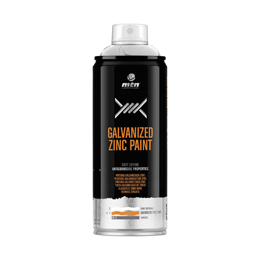 MTN Pro Galvanized Light Silver Zinc Spray Paint 400mL, , scaau_hi-res