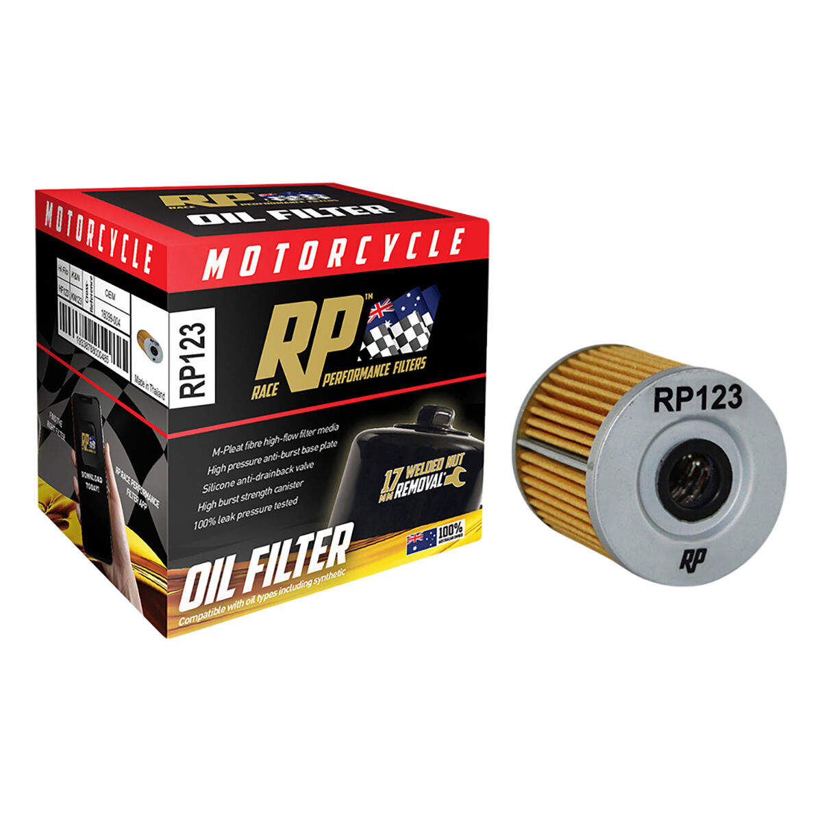 Race Performance Motorcycle Oil Filter RP123, , scaau_hi-res