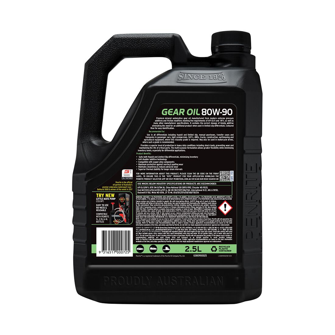 Penrite Gear Oil - 80W-90, 2.5 Litre, , scaau_hi-res