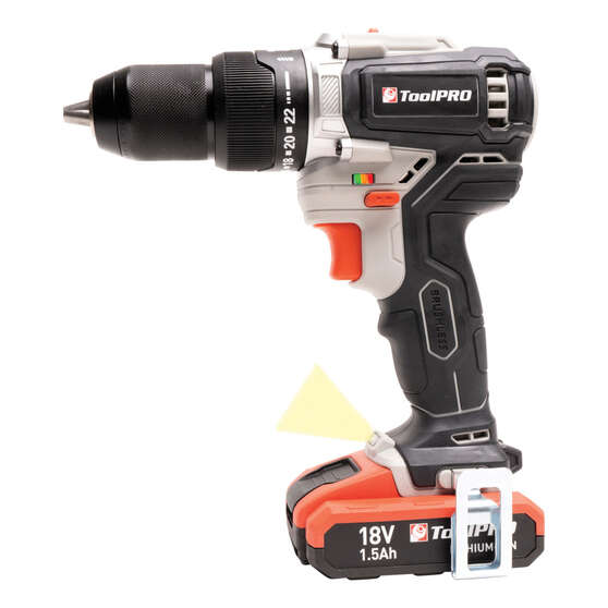 ToolPRO 18V Brushless Hammer Drill Kit 1.5Ah, , scaau_hi-res