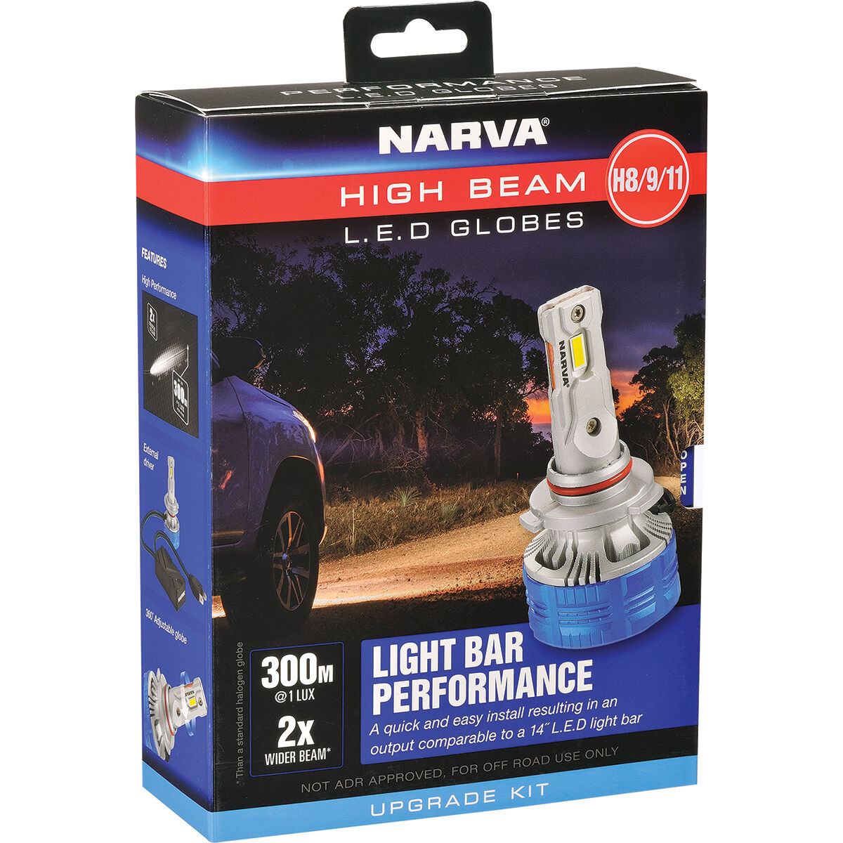 Narva LED Headlight Kit - H8/9/11, 12/24V, 18448H, , scaau_hi-res
