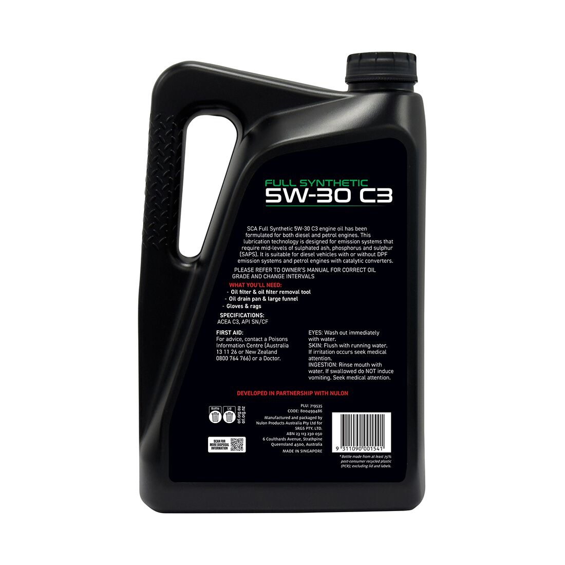 SCA Full Synthetic Engine Oil C3 5W-30 5 Litre, , scaau_hi-res
