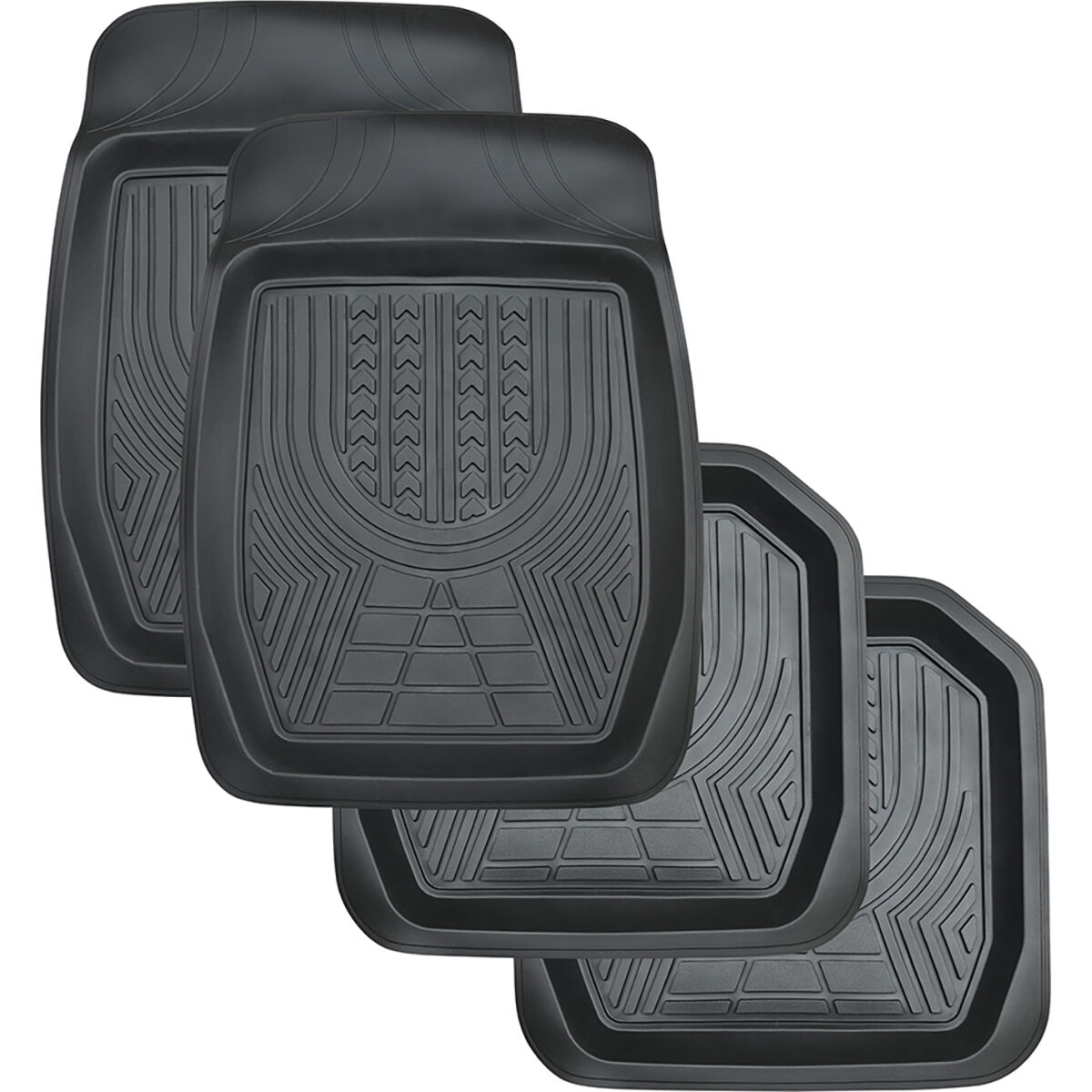 XTM Deep Dish PVC Car Floor Mats - Set of 4, Black, , scaau_hi-res