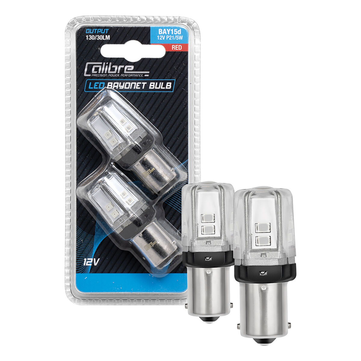 Calibre Automotive Globes - LED Red Bayonet 12V, P21/5W, BAY15D, , scaau_hi-res