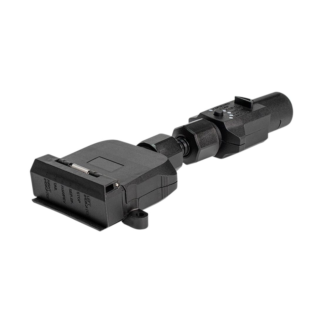 SCA Trailer Adaptor 7 Pin Small Round Socket To 7 Pin Flat Plug LED, , scaau_hi-res
