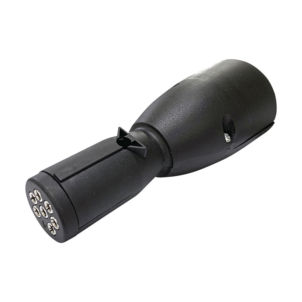 SCA Trailer Adaptor 7 Pin Small Round Socket To 7 Pin Large Round Plug Stubbie, , scaau_hi-res