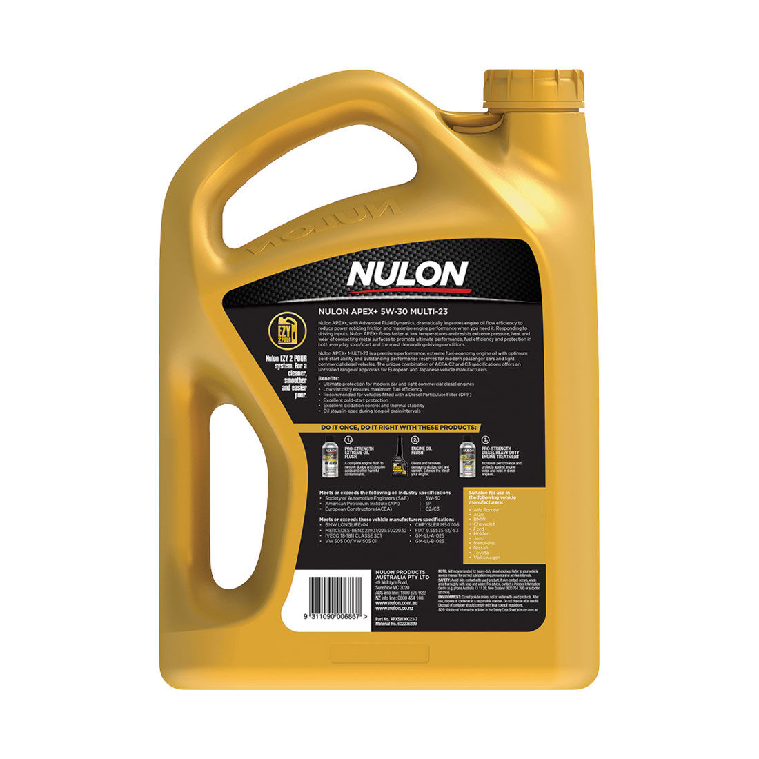 Nulon Apex+ 5W-30 Multi-23 Engine Oil 7 Litre, , scaau_hi-res